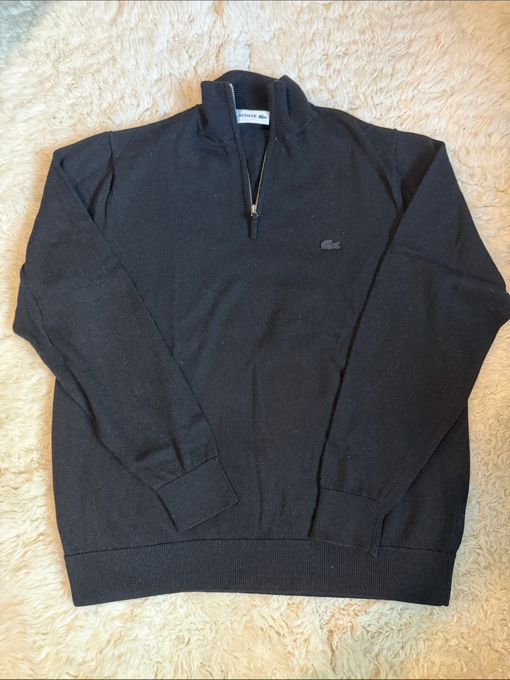 Lacoste Men’s Black Half-Zip Pullover Sweater L-XL